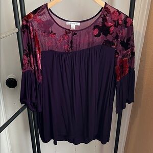 JohnPaulRichard Purple and Red Floral Blouse